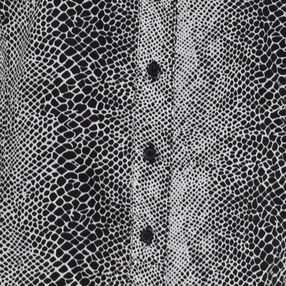 Harve Benard Snake Print Button Up Blouse Sz L Short Sleeve Cotton Collared Top - Picture 8 of 12